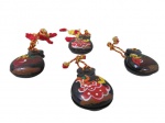 DIVERSOS, Quatro castanholas, confeccionadas em madeira, com pintura de cenas espanholas em policromia. Med.: 7,5x6cm.