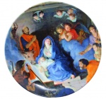 VISTA ALEGRE, PORTUGAL, FESTA DE NATAL 2011, DECORAÇÃO EXCLUSIVA, Prato decorativo em porcelana esmaltada na tonalidade branca, com pintura sacra representando "A Adoração dos Pastores", obra de Charles Le Brum que se encontra no Museu de Louvre na França, Numero: 41, série limitada não numerada de 60.000 exemplares. Med.: 19,5cm.