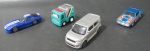 BRINQUEDOS - Quatro veículos em miniatura confeccionados em ferro e plástico rígido, sendo a) Hotweels 69 Mercury Cyclone; b) 1996 Dodge Viper GTS; c) Scion XB; d) JX Truck Car.