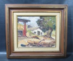 CELMO RODRIGUES, paisagem com casario, OSE, assinado no CID, medindo 40,5 x 33,5 cm, moldura em madeira 64,5 x 57,5 cm, (Celmo Rodrigues de Carvalho, 1930, São Gonçalo, RJ; 2000, Niterói, RJ; pintor, desenhista e professor; foi aluno e discípulo de Bráulio Poiava (integrou o Grupo Bernardelli), obteve menções honrosas em 1968 e 1972, ambas no Salão Nacional de Belas Artes).