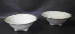 FAIANÇA KOENIGZELT POLAND - Duas tigelas circulares em faiança vitrificada branca polonesa, bordas e base decoradas com faixas em rica douração, Marcadas no fundo. Medida da maior 8,5 x 25,5 cm e da menor 8 x 24 cm