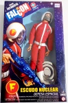 Boneco Falcon Futurista vermelho escudo nuclear. Completo na caixa.