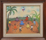 HEITOR DOS PRAZERES (1898 - 1966) Crianças soltando balão - Óleo s/ tela 55 x 65 cm. ass. inf. direito 1965. Moldura. 77 x 87 cm. Estimativa: R$ 3.000,00 / 4.000,00