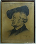 ORÓZIO BELÉM (Sabará, 1903 - 1985) "Richard Wagner" -  Lápis s/ papel 33 x 27 cm. -  ass. inf. direito. Rio 1936. Estimativa R$ 300,00/R$ 400,00