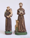 São Francisco de Assis e Santo Antonio - imagem em gesso policromada, alt. 17 e 18 cm.