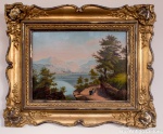 GOLLNER ( Kurt Eberhard - alemanha  1880/1955 ) - Lago Magiore - Itália - óleo sobre chapa de cobre - 19 x 26 - ass.inf. direito. Medida com moldura 31 x 37 cm. Artista citado no Benezit. Estimativa R$ 400,00/R$ 600,00