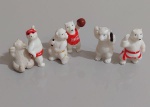 Coleção com seis ursos Coca-Cola, miniaturas com aproximadamente 5 cm. cada.