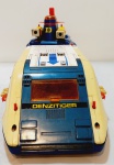 DENZIMAN - DENZITIGER DX - POPY- veículo de transporte para figura de ação robô. Anos 80. Medindo aproximadamente 15 cm. Ela se transforma em 3 modos: terrestre, marítimo e aéreo.