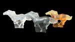 LALIQUE -" Kazak" -  Três (3) esculturas, em diferentes cores, representando cavalos em cris