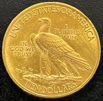Moeda Estrangeira, USA, Valor 10 Dollars, Ano 1913, Ouro, Peso 16,65 g, Diâmetro 27 mm, Soberba/Flor