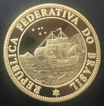 Medalha Comemorativa, 5º Centenário do Descobrimento do Brasil, "CARAVELA", 2 Onças de Ouro