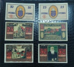 ALEMANHA - 6 CEDULAS NOTGELD ANO 1921 - VALORES 25 PFENNIG E 50 PFENNIG - ESTADO DE CONSERVAÇÃO FE - DIVERSOS ESTADOS ALEMÃES