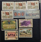 ALEMANHA - 10 CEDULAS NOTGELD ANO 1921 - VALORES ENTRE 10 PFENNIG E 75 PFENNIG - ESTADO DE CONSERVAÇÃO FE - DIVERSOS ESTADOS ALEMÃES