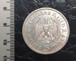 ALEMANHA MOEDA 5 REICHSMARK - 1936 LETRA `E` - PRATA - PAUL VON HINDEMBURG - SOBERBA - PERIODO TERCEIRO REICH