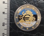 EURO - 2 EUROS - 2012 -ESTONIA - FLOR DE CUNHO - MOEDA COMEMORATIVA 10 ANOS DO EURO - COLORIDA
