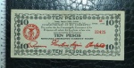 FILIPINAS - 10 PESOS - 1944 - CÉDULA DE EMERGÊNCIA EMITIDA PELA COMMONWEALTH OF THE PHILIPPINES - GOVERNO DE FLORENTINO SAGUIN