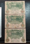ALEMANHA - 3 CÉDULAS DE 50 MARCOS - ANOS 1906/1908/1910, LETRAS `Y`, `R` E `T` RESPECTIVAMENTE, TODAS COM SELO VERMELHO E MUITO BEM CONSERVADAS.