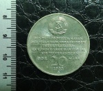 ALEMANHA ORIENTAL DDR - 20 MARCOS - 1983 - LETRA `A` - PRATA - FLOR DE CUNHO - KARL MARX