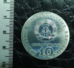 ALEMANHA ORIENTAL DDR - 10 MARCOS - 1984 - LETRA `A` - PRATA - FLOR DE CUNHO - ALFRED BREHM