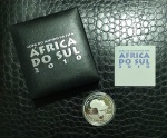 Moeda do Brasil - 5 Reais - 2010 - Comemorativa - Copa Africa do Sul no estojo com certificado - P745 - República - Prata - Proof