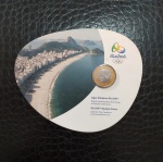 BRASIL - MOEDA COMEMORATIVA DE 1 REAL ALUSIVA A ENTREGA DA BANDEIRA OLIMPICA NO FOLDER - 2016