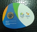BRASIL - Moeda Bimetalica no Folder - 1 Real 2014 - NATAÇÃO - Jogos Olimpicos e Paralimpicos Rio - FC