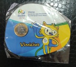 BRASIL - Moeda Bimetalica no Folder- 1 Real 2016 - VINICIUS - Jogos Olimpicos e Paralimpicos Rio - FC