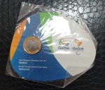 BRASIL - Moeda Bimetalica no Folder- 1 Real 2015 - VOLEIBOL - Jogos Olimpicos e Paralimpicos Rio - FC