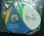 BRASIL - Moeda Bimetalica no Folder- 1 Real 2015 - ATLETISMO PARALIMPICO- Jogos Olimpicos e Paralimpicos Rio - FC