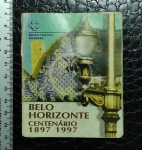 BRASIL - MOEDA COMEMORATIVA AO CENTENÁRIO DE BELO HORIZONTE - 1997 - NO FOLDER ORIGINAL DA CASA DA MOEDA DO BRASIL - 3 REAIS - 11,5 GRAMAS DE PRATA 925 - FOLDER COM DESGASTES NATURAIS.