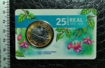 Moeda do Brasil - 1 Real - 2019 - 25 ANOS DO PLANO REAL - BEIJA-FLOR - na cartela original da Casa da moeda do Brasil`