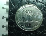BRASIL - MOEDA DE 5000 CRUZEIROS -1992 - FLOR DE CUNHO - AÇO INOX
