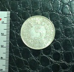 ALEMANHA - MOEDA DE 5 MARCOS - 1968 - LETRA `D` - PRATA - MBC