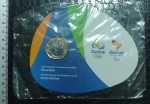 BRASIL - Moeda Bimetalica no Folder- 1 Real 2014 - PARATRIATLO - Jogos Olimpicos e Paralimpicos Rio - FC