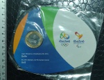 BRASIL - Moeda Bimetalica no Folder- 1 Real 2014 - GOLFE - Jogos Olimpicos e Paralimpicos Rio - FC