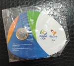 BRASIL - Moeda Bimetalica no Folder- 1 Real 2014 - ATLETISMO - Jogos Olimpicos e Paralimpicos Rio - FC