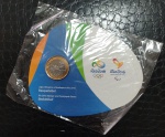 BRASIL - Moeda Bimetalica no Folder- 1 Real 2015 - BASQUETE - Jogos Olimpicos e Paralimpicos Rio - FC