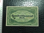ALEMANHA - CÉDULA DE 100 MIL MARCOS - 1923 - BENSBERG - LETRA `F` - SOBERBA - NOTGELD