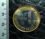 BRASIL - MOEDA DE 1 REAL COMEMORATIVA AOS 50 ANOS DO BANCO CENTRAL DO BRASIL- 1965-2015 - FLOR DE CUNHO