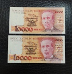 BRASIL - 2 CÉDULAS DE 10 CRUZADOS NOVOS - C202(1989) E C203(1990) ESTADO FLOR DE ESTAMPA