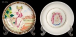 Prato em porcelana chinesa de exportação, decoração policromada e dourada "Menina com cesta"