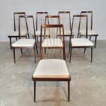 Autor desconhecido - Set de oito espetaculares cadeiras anos 60, executadas em jacarandá maciço, com