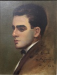 PORTINARI,CÂNDIDO  "Retrato de Roberto Rodrigues", óleo sobre tela, medindo 45,5 x 35 cm, as