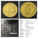 Moeda de Ouro Ruanda 10 francos - Certificada e Numerada