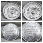 A189 Medalha - Lembrança da Exposição Industrial do IV Centenário São Paulo 1554-1954 - Combate ao câncer