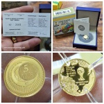 Moeda França em ouro, alusiva a copa do mundo de 2014 baixa tiragem.