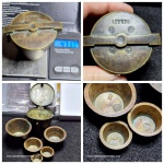 Quinteiro, item usado para pesar, geralmente ouro. Composto por 06 peças, e com diversos contrastes. 471,7 gramas.