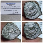 L363 Moeda Atribuida a Justiniano I, Nummi, Cunhada em Tessalonica, RARA.