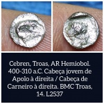 L2537 Moeda Atribuida a Cebren, TROAS, HEMIOBOL prata,