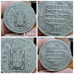 L2491 Moeda Prata 960 reis de 1816 Rio sobre Chile Independente Escasso